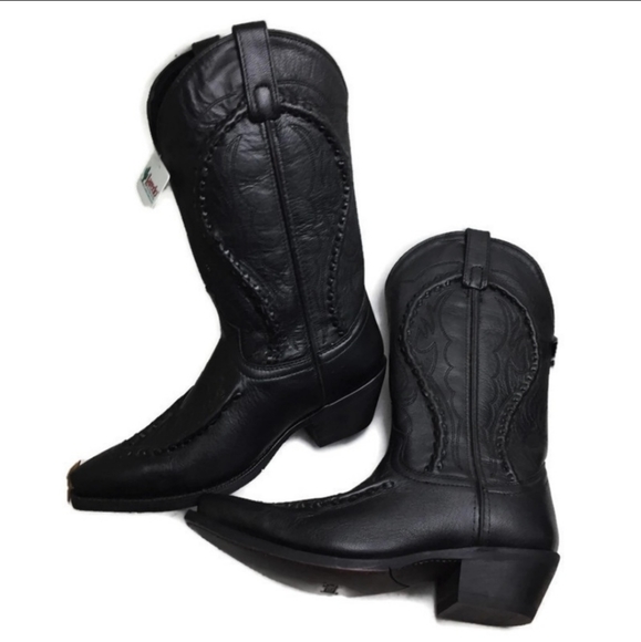 New Laredo Black Goat Bucklace Cowboy Boots Sz 8EW - Picture 4 of 8